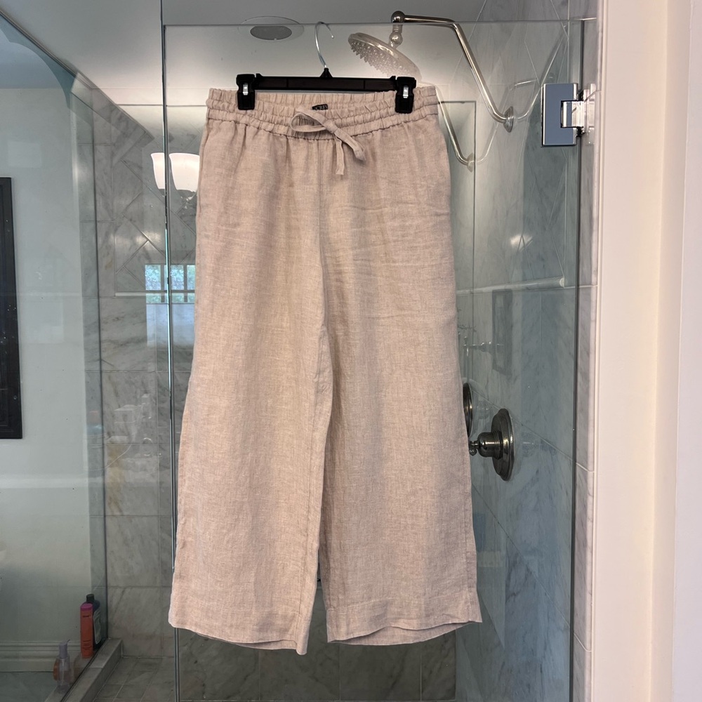 J. Crew linen wide leg pats. Worn once. Oatmeal/ Linen color.